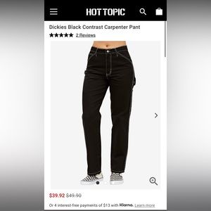 Dickies Black Contrast Carpenter Pant